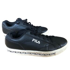 VINTAGE Fila Faux Leather Black Low Top Sneakers Size 7